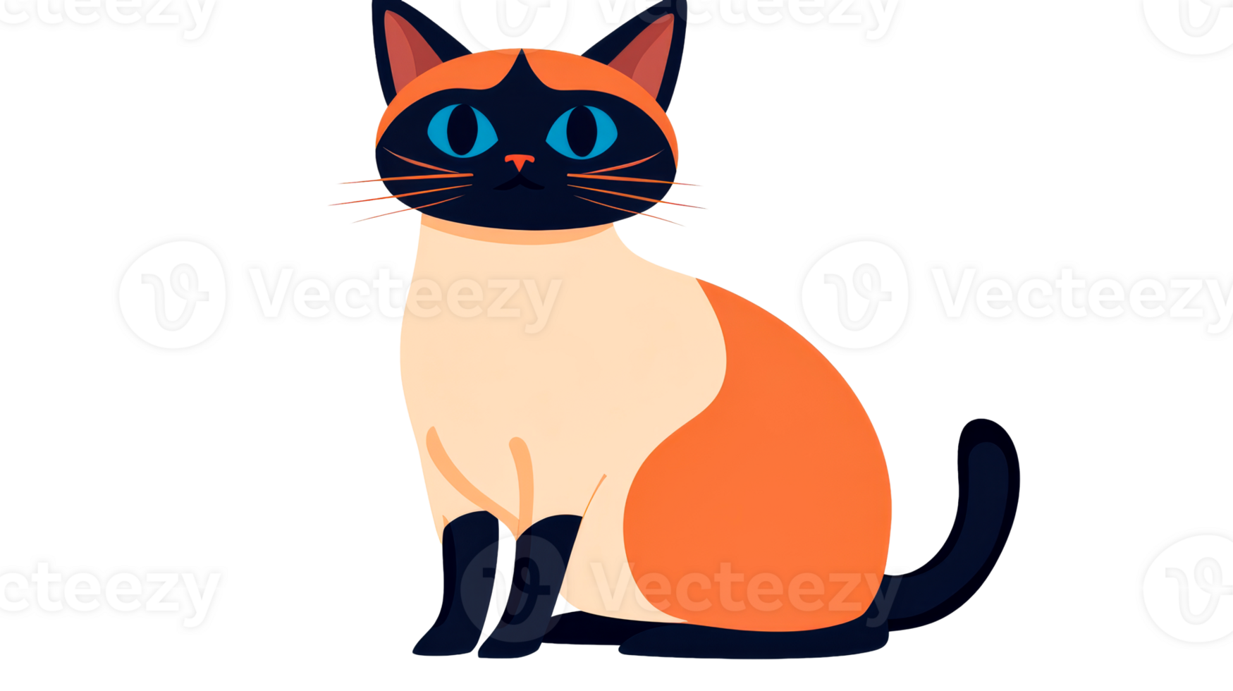 Stylish Siamese cat illustration, pet graphic design, cut out transparent png