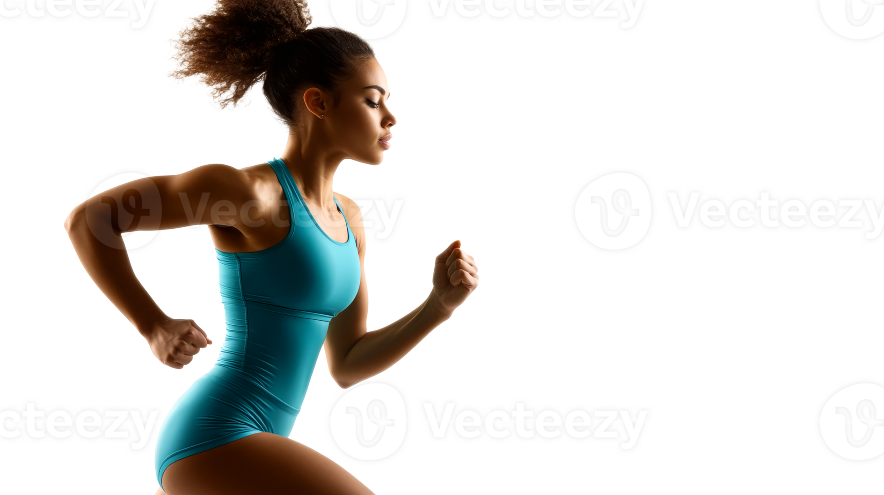 Muscular athlete running forward in sportswear, cut out transparent png