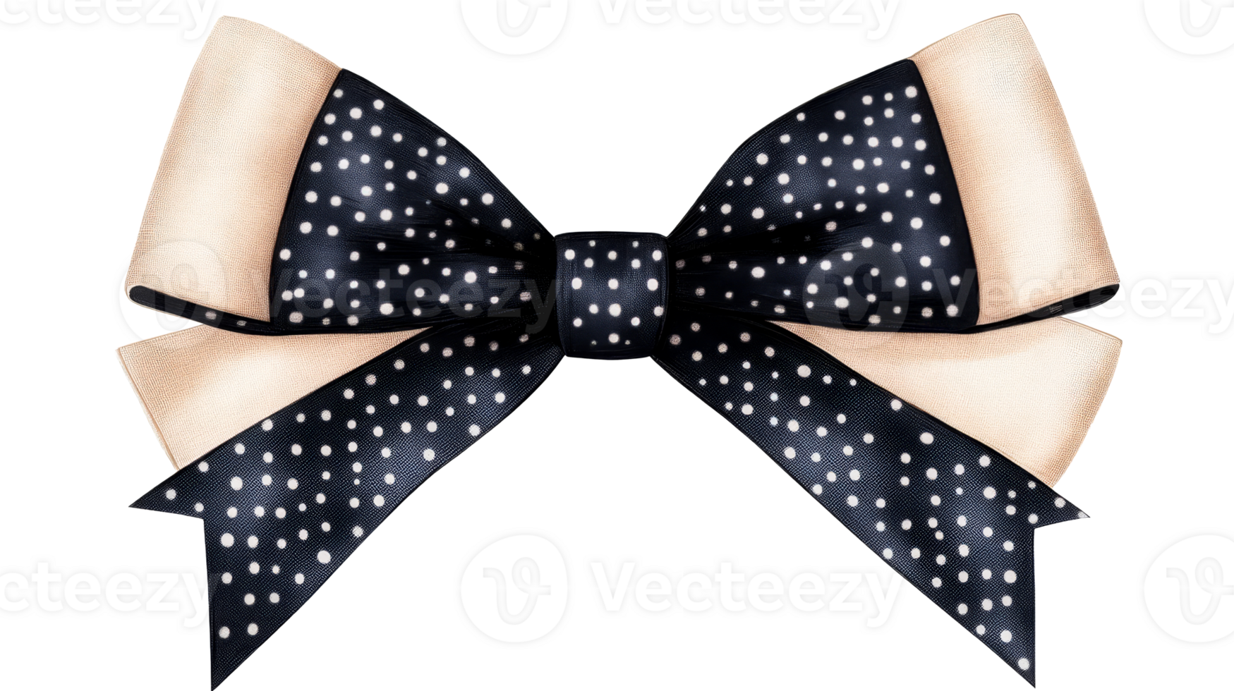 Elegant polka dot bow on transparent background, cut out transparent png