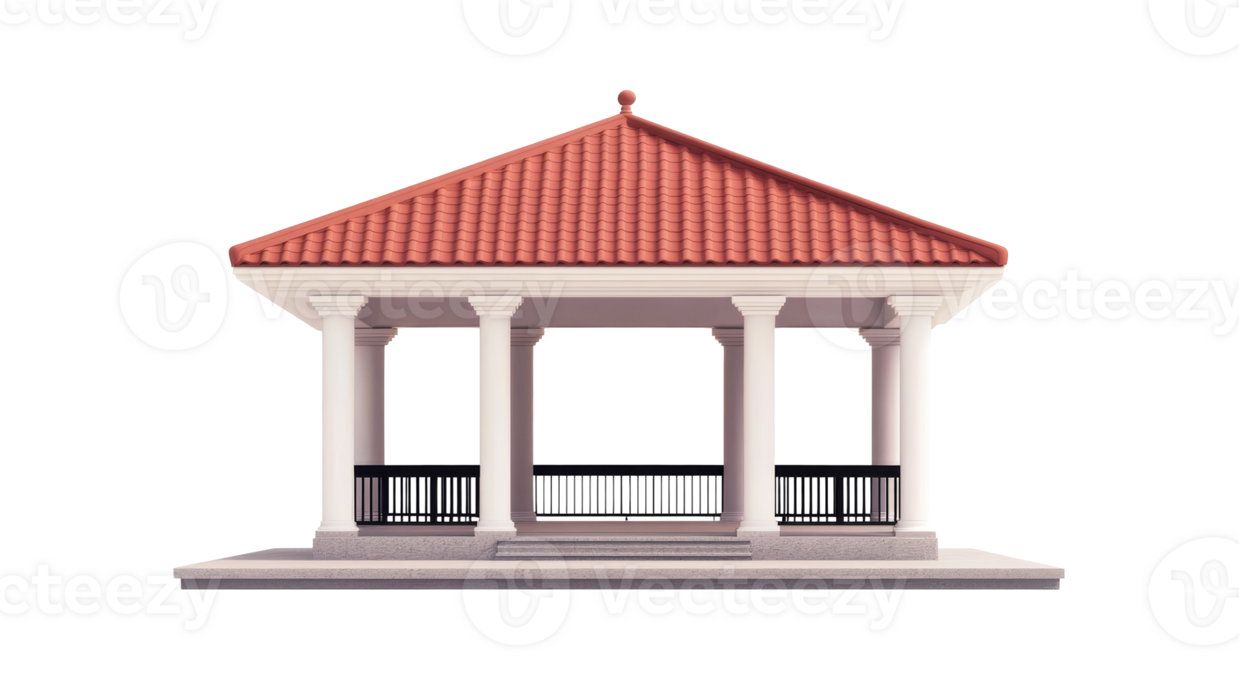 Classic gazebo with tile roof structure, architecture, design, cut out transparent png
