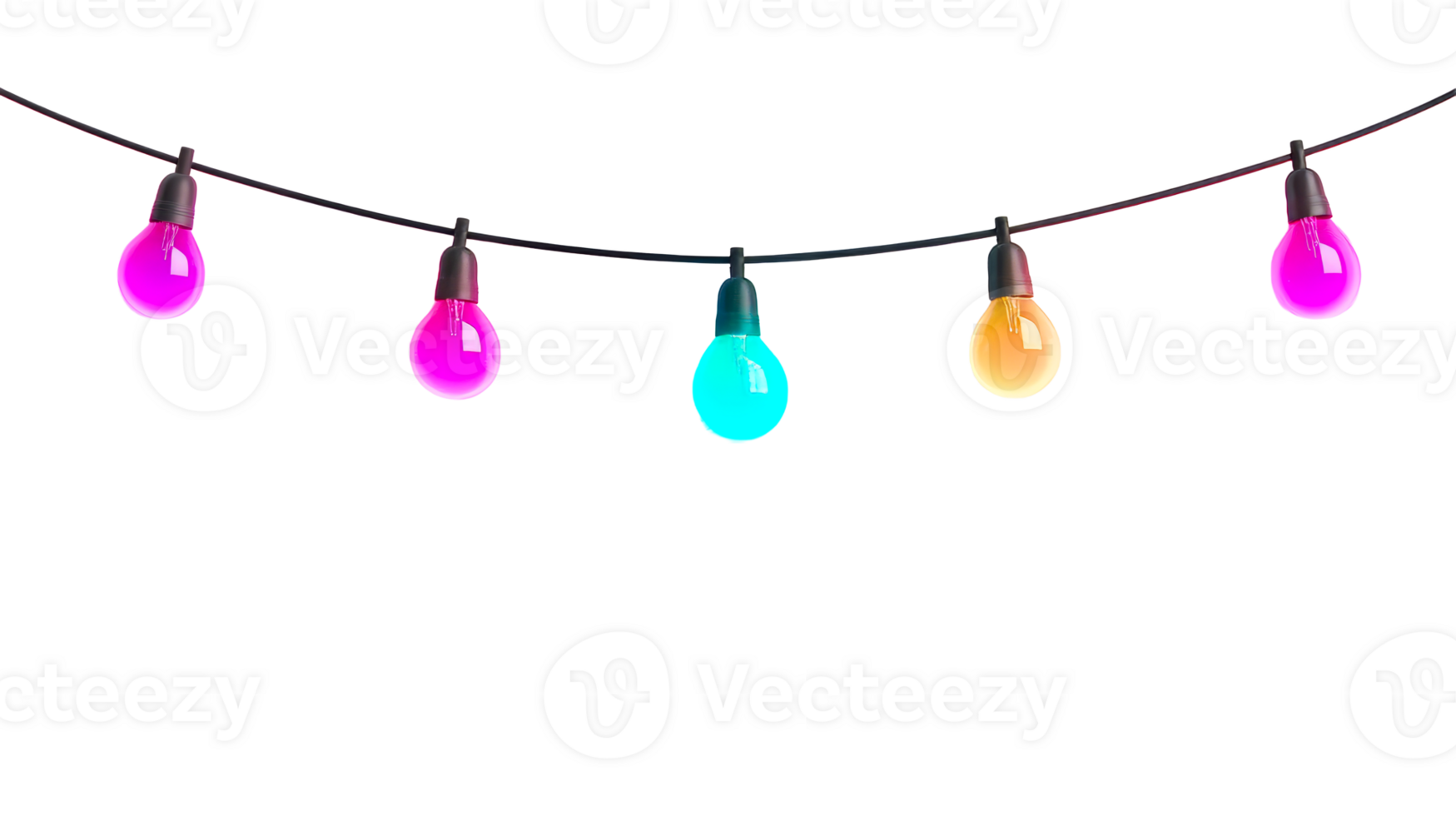 Colorful String Lights on Black, Hanging, Decoration, cut out transparent png