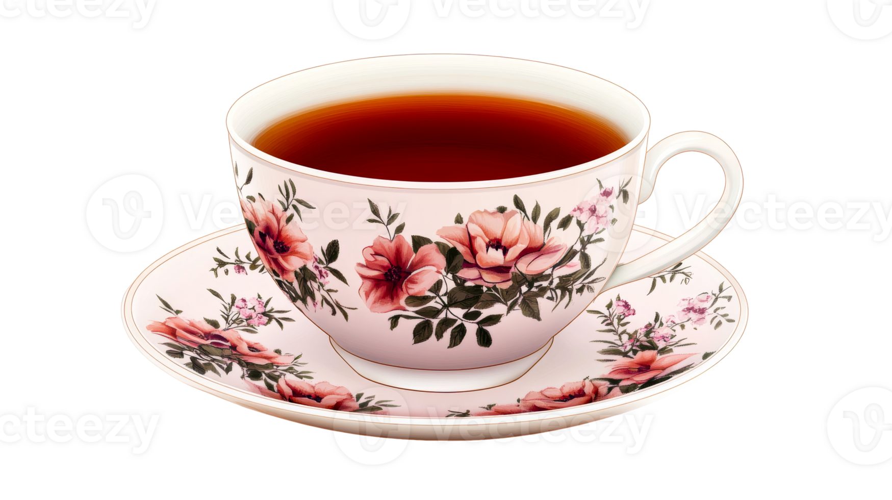 Tea cup with flowers, tea, porcelain, floral design, antique , cut out transparent png