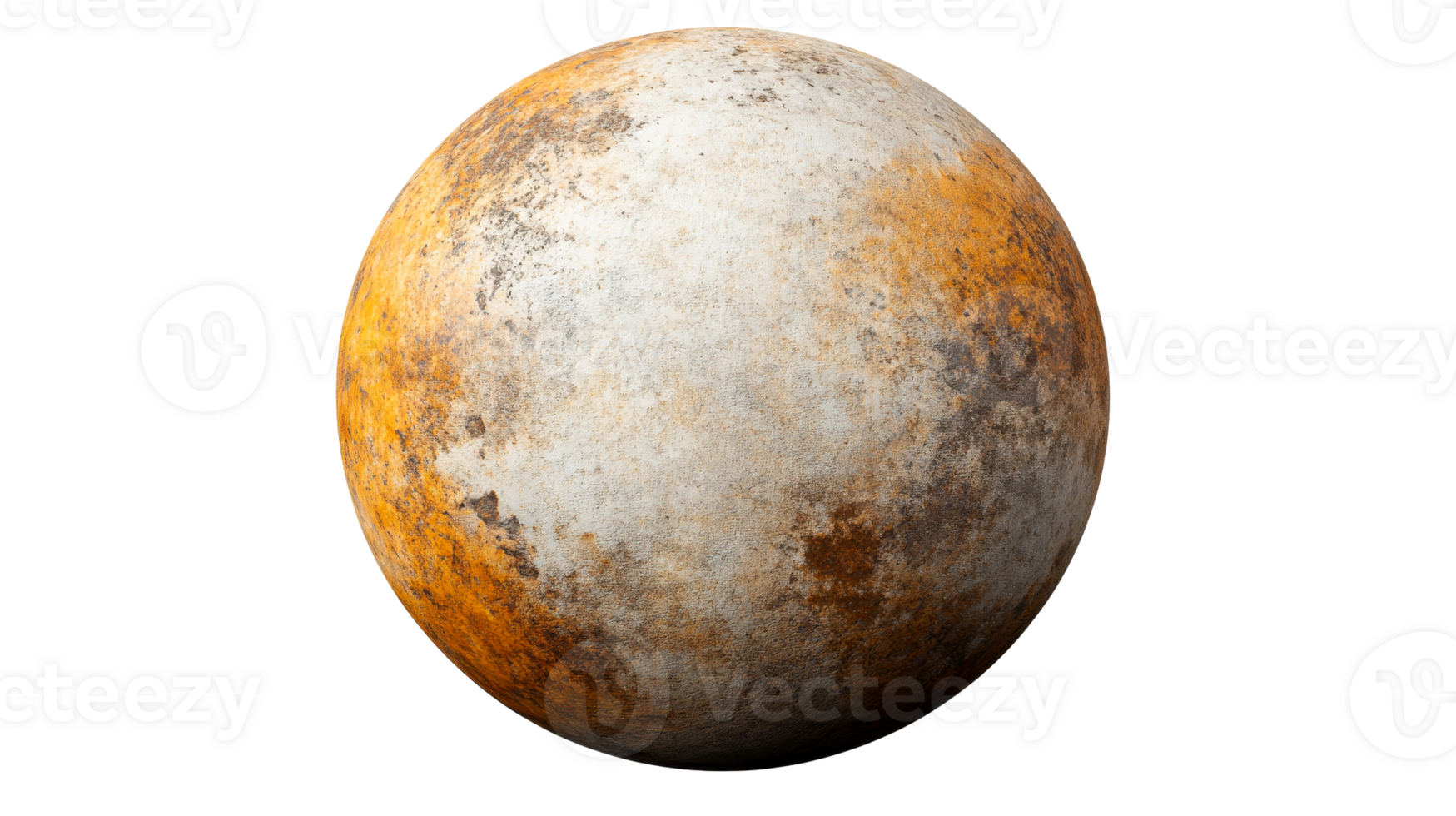 Sphere with cracked surface. 3D render orb, cut out transparent png