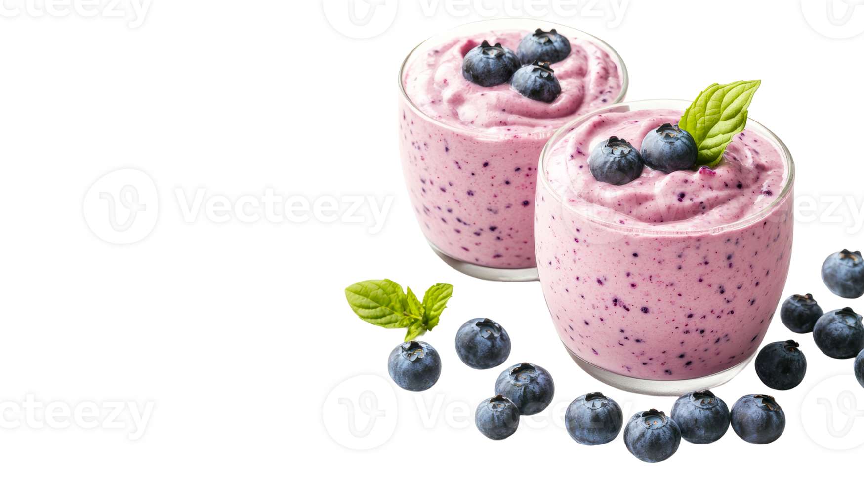 Two Blueberry Smoothies with Blueberries, Cut Out Transparent png
