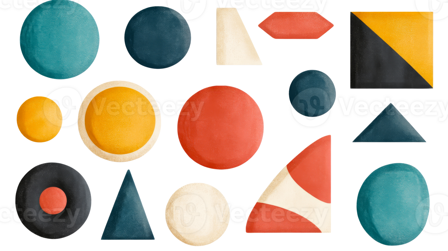 Geometric shapes, colorful collage, mid century modern, art, cut out transparent png