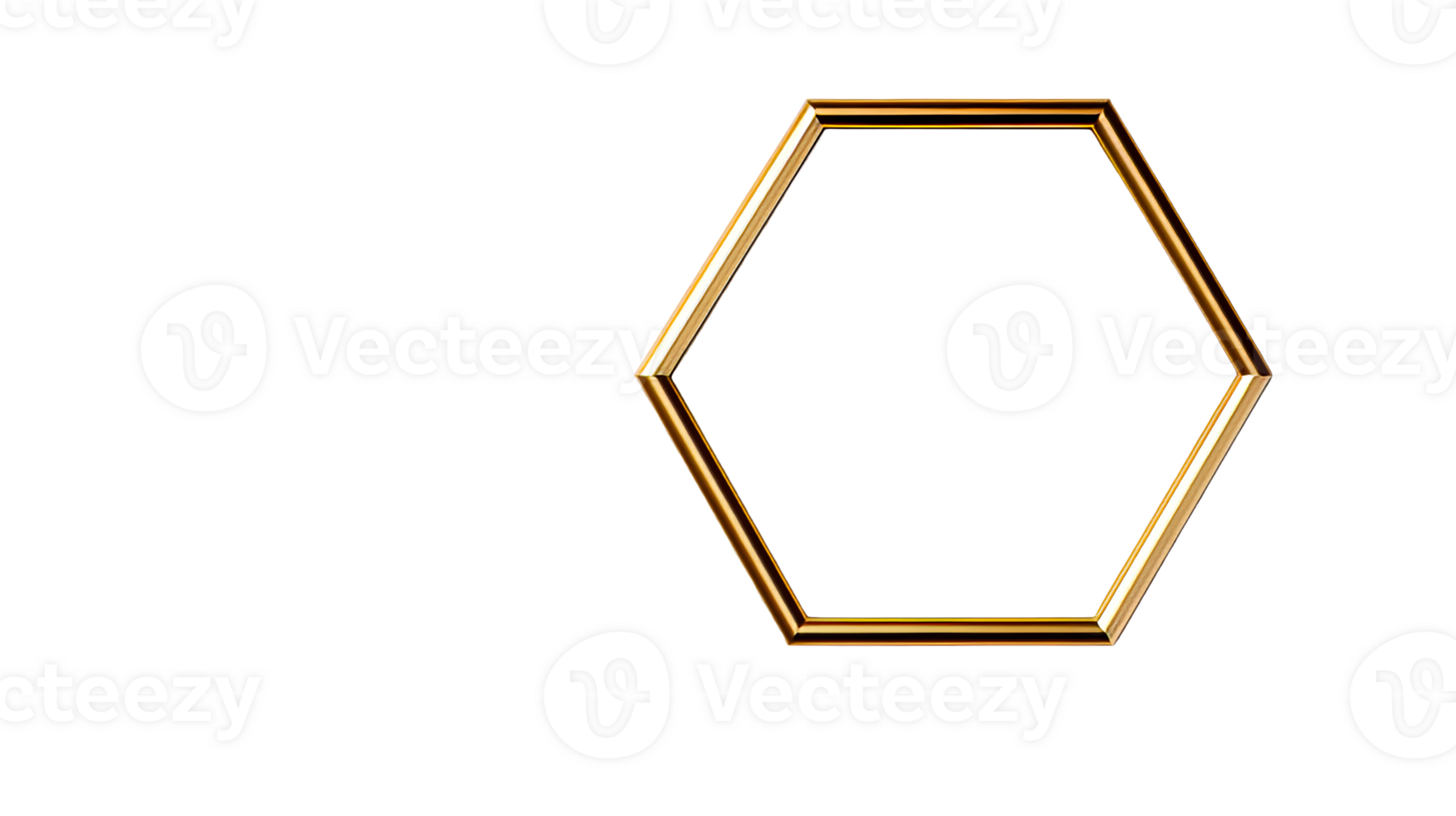 Minimalist geometric golden hexagon frame, elegant decoration , cut out transparent png