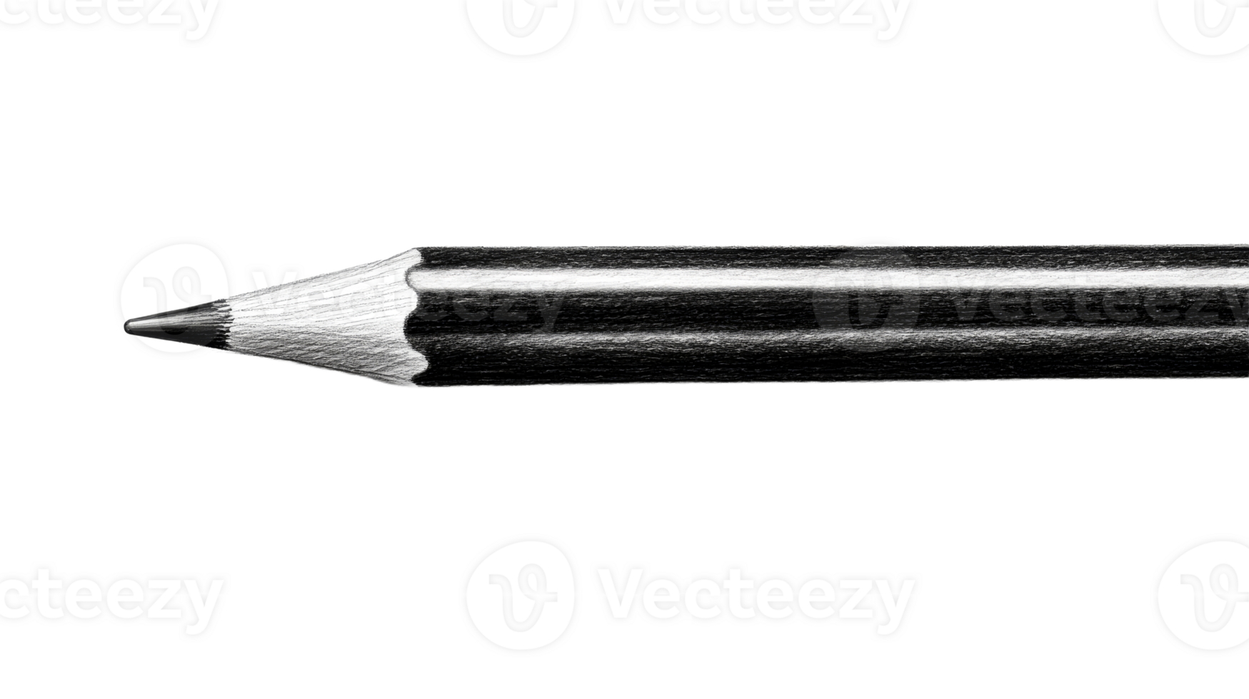 Sharpened pencil tip, isolated on black background, cut out transparent png