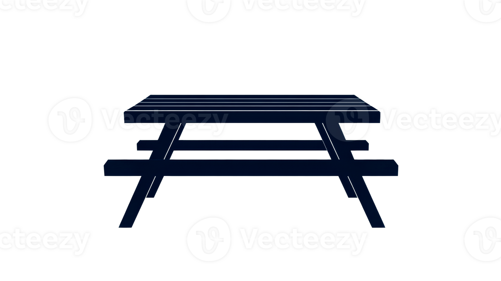 Picnic table, wooden, dark-blue on a black backdrop, cut out transparent png
