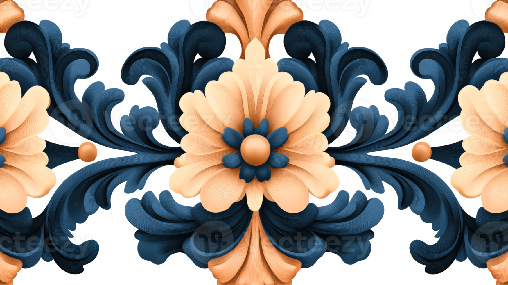 Elegant floral arrangement with peach and navy design, cut out transparent png