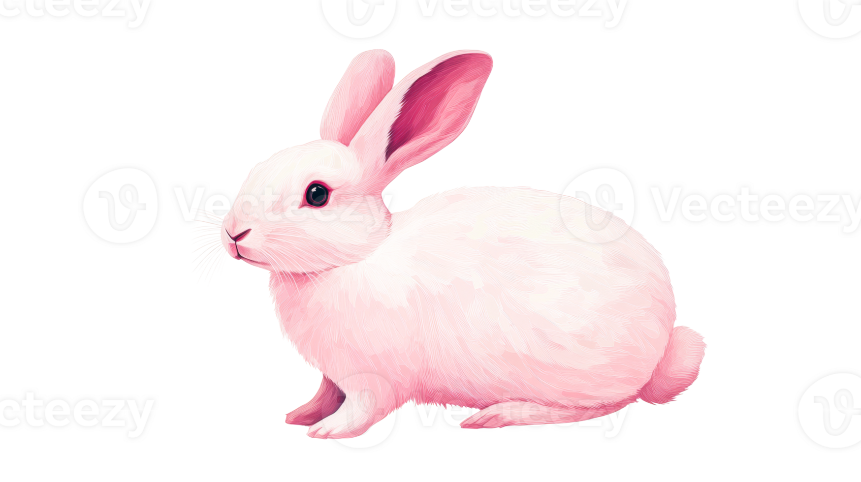 Cute Pink Rabbit with Delicate Details, Adorable Easter Bunny, cut out transparent png