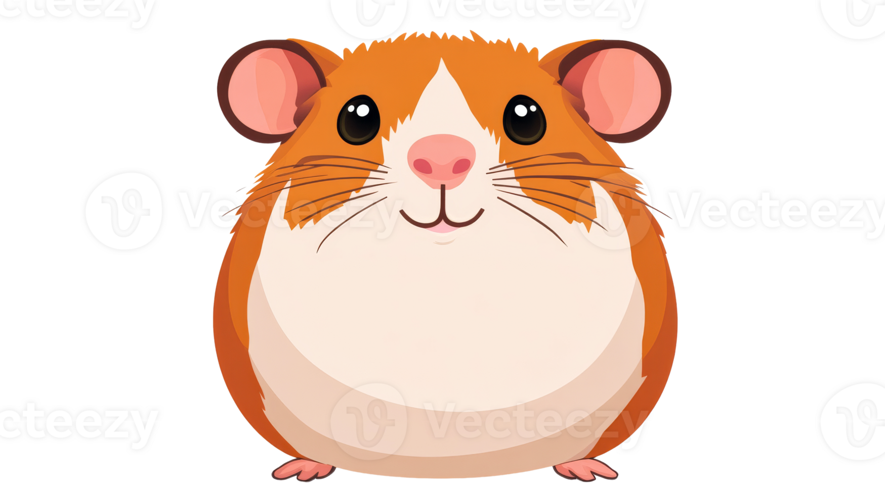 Adorable hamster cartoon character, cute face, animal illustration, cut out transparent png