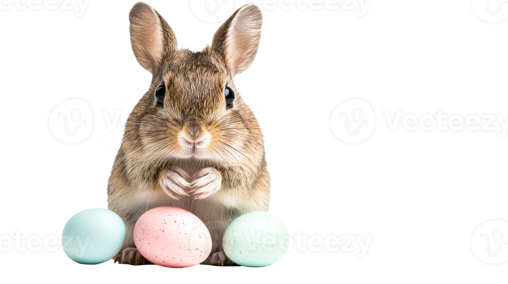 Easter mouse holds colorful eggs, celebration, Spring season, cut out transparent png