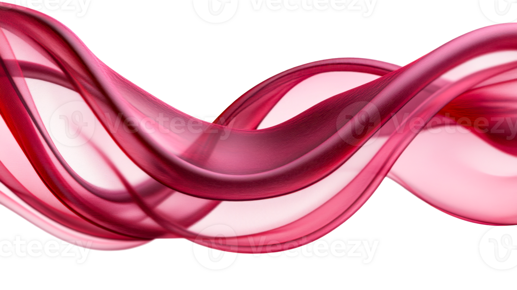 Elegant flowing red ribbon design, abstract background, cut out transparent png