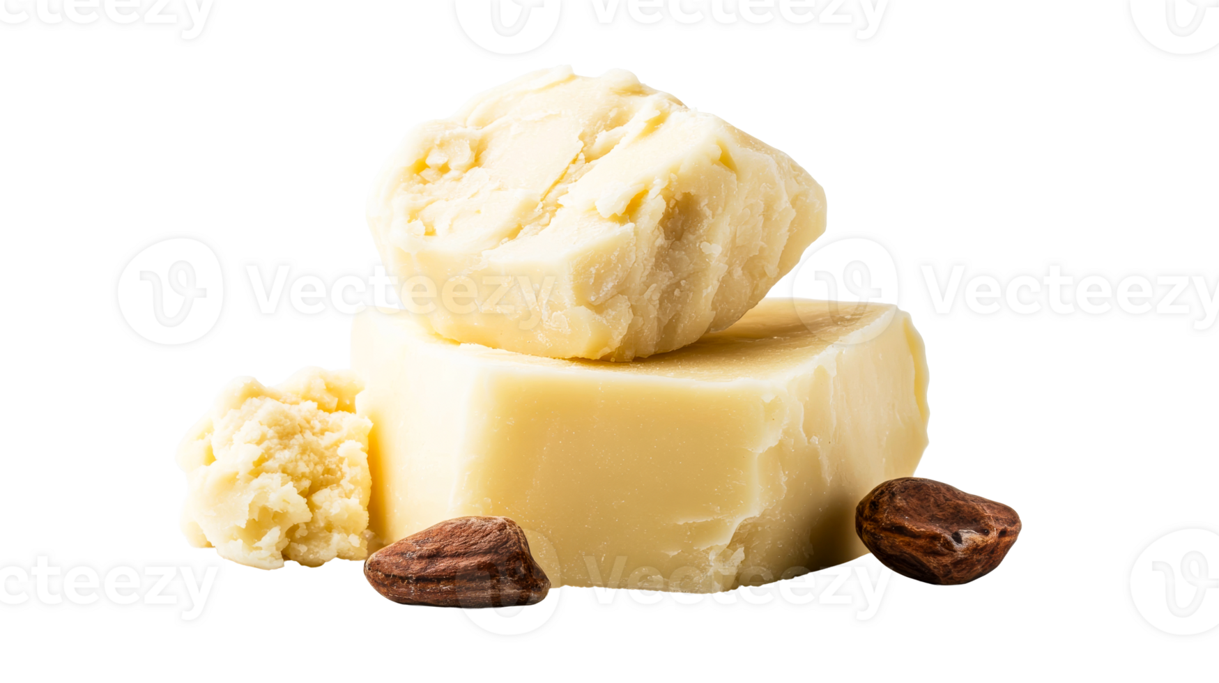 Shea butter with nuts, raw, block, beauty product, isolated, cut out transparent png