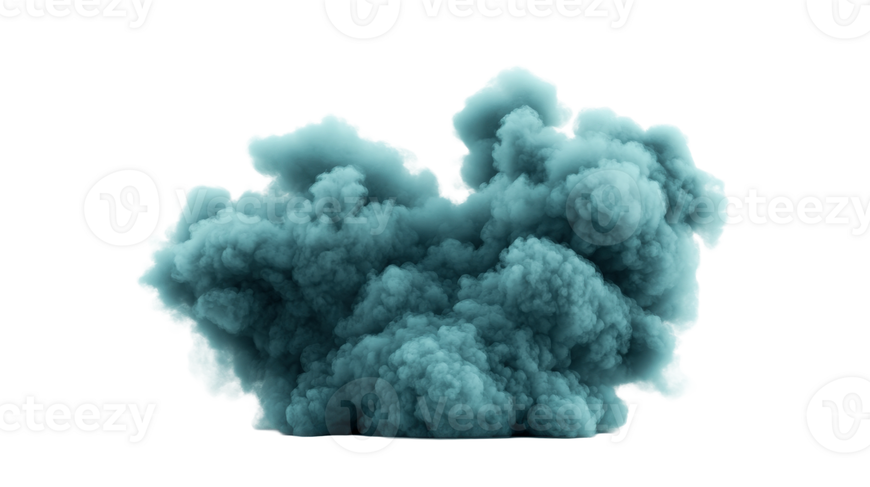 Blue smoke on black background, isolated cloud of fog, cut out transparent png