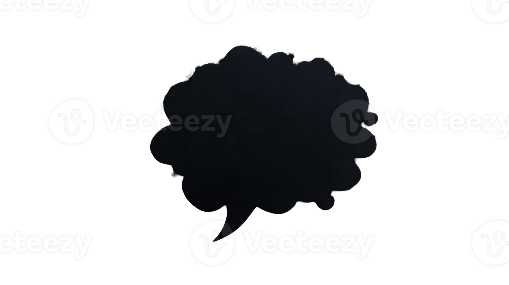 Black textured speech bubble, communication concept, blank message, cut out transparent png