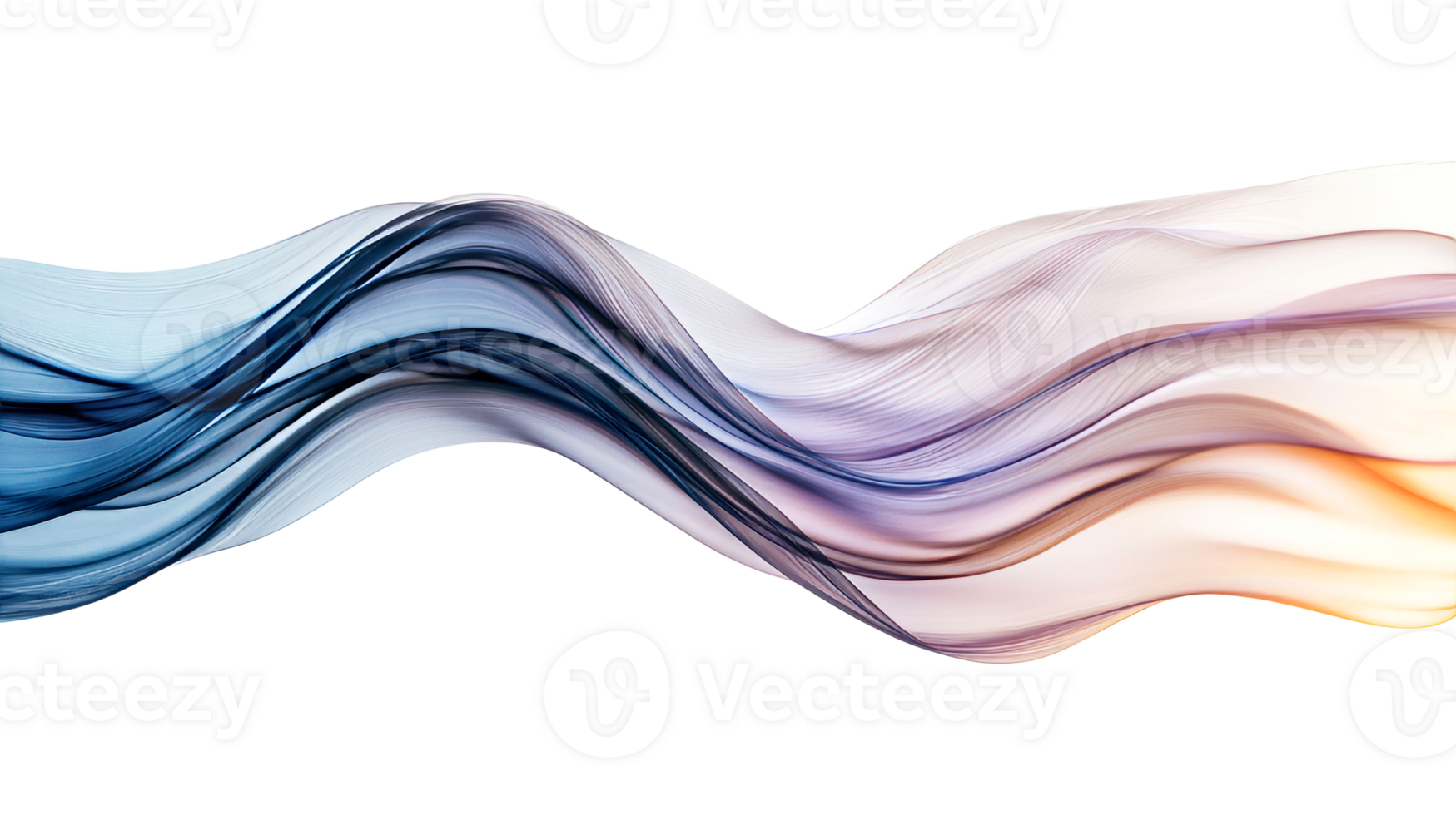 Abstract flowing ribbon design with light and shadows, cut out transparent png