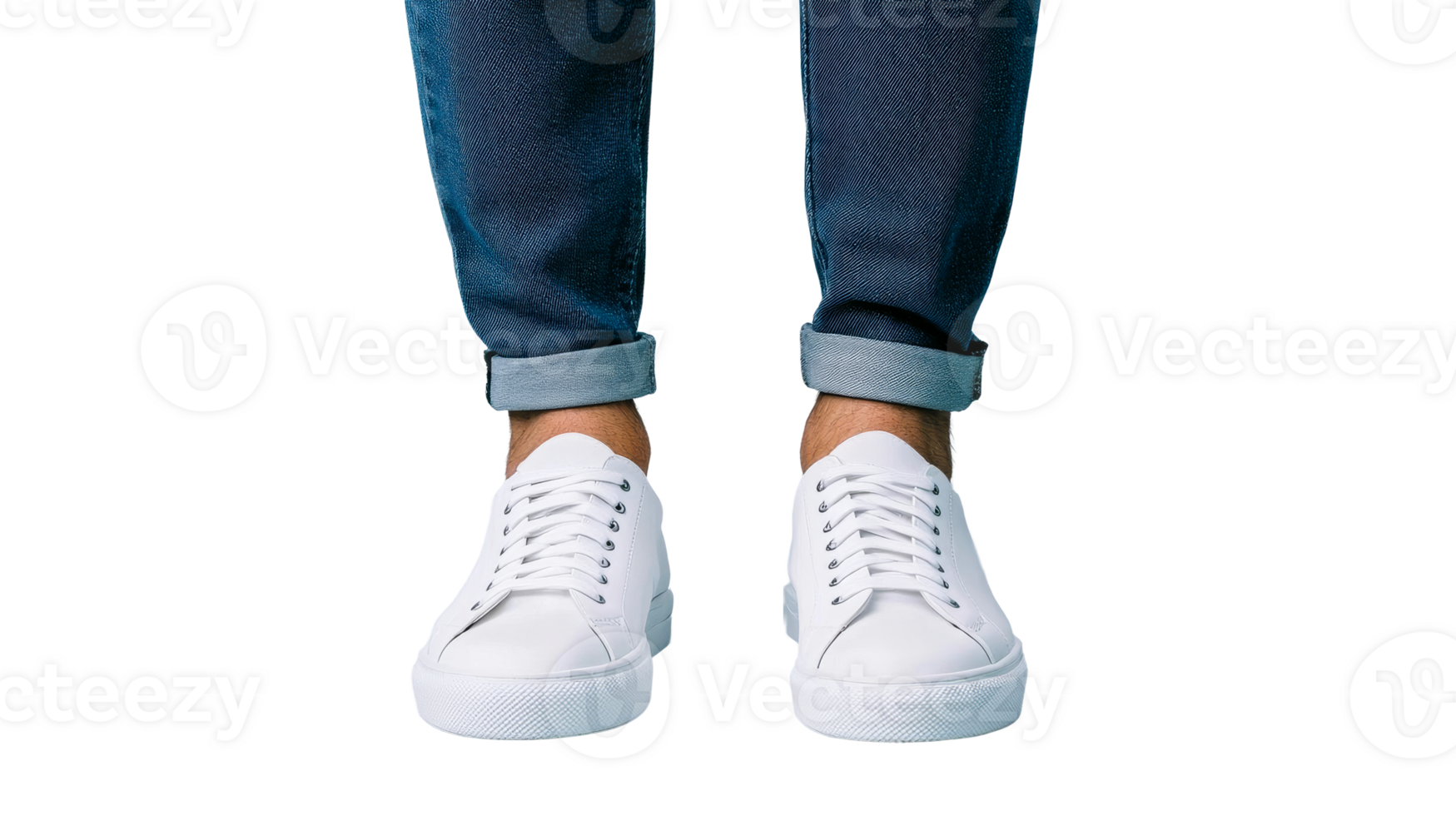 Stylish Jeans with White Sneakers Fashionable Look, cut out transparent png