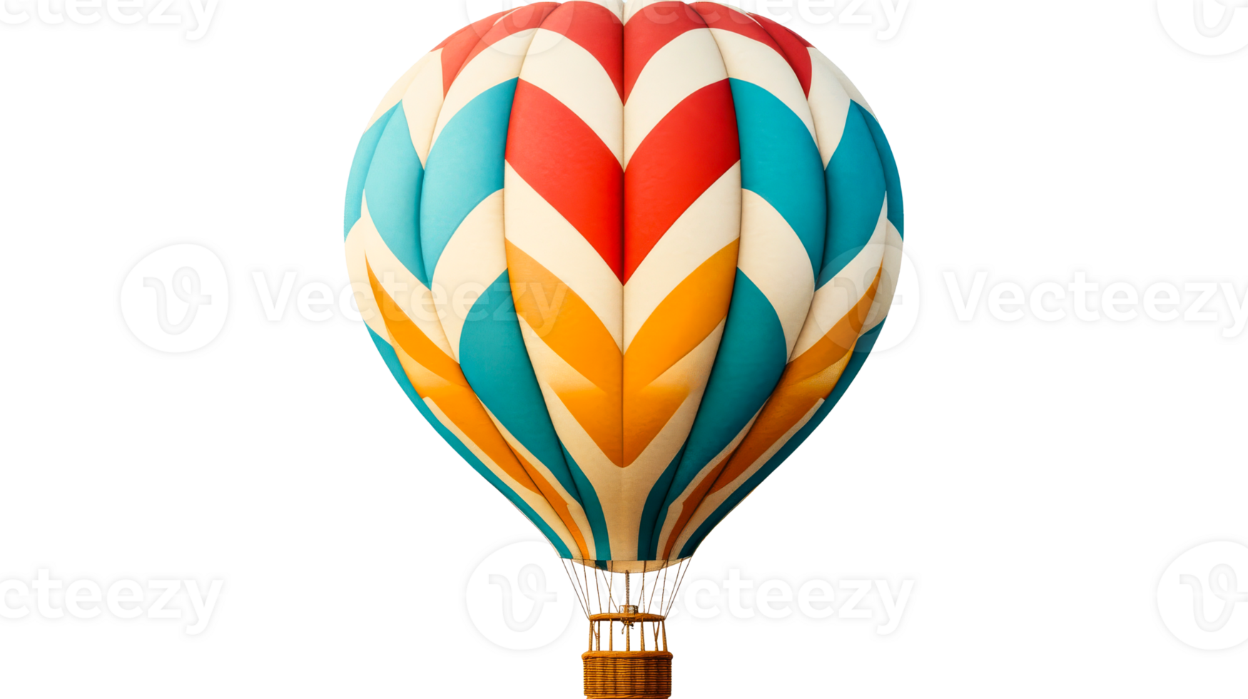 Colorful Hot Air Balloon with Striped Design, cut out transparent png