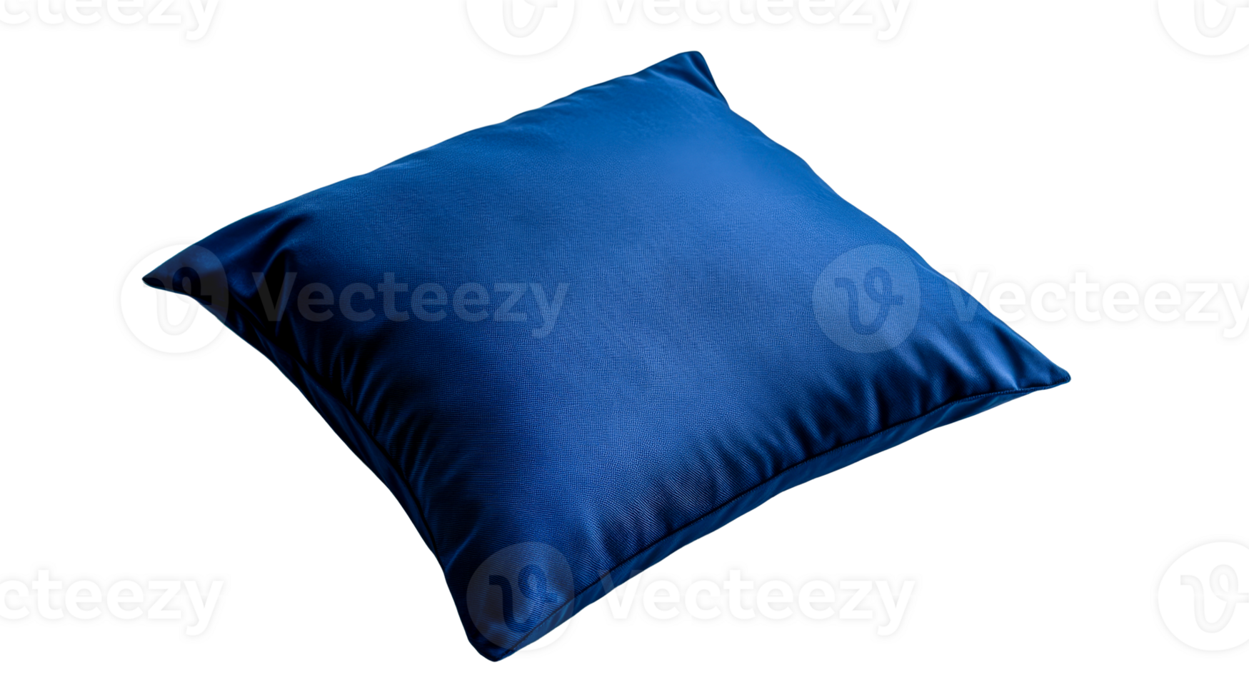 Blue pillow on black background, comfort object, cushion, cut out transparent png