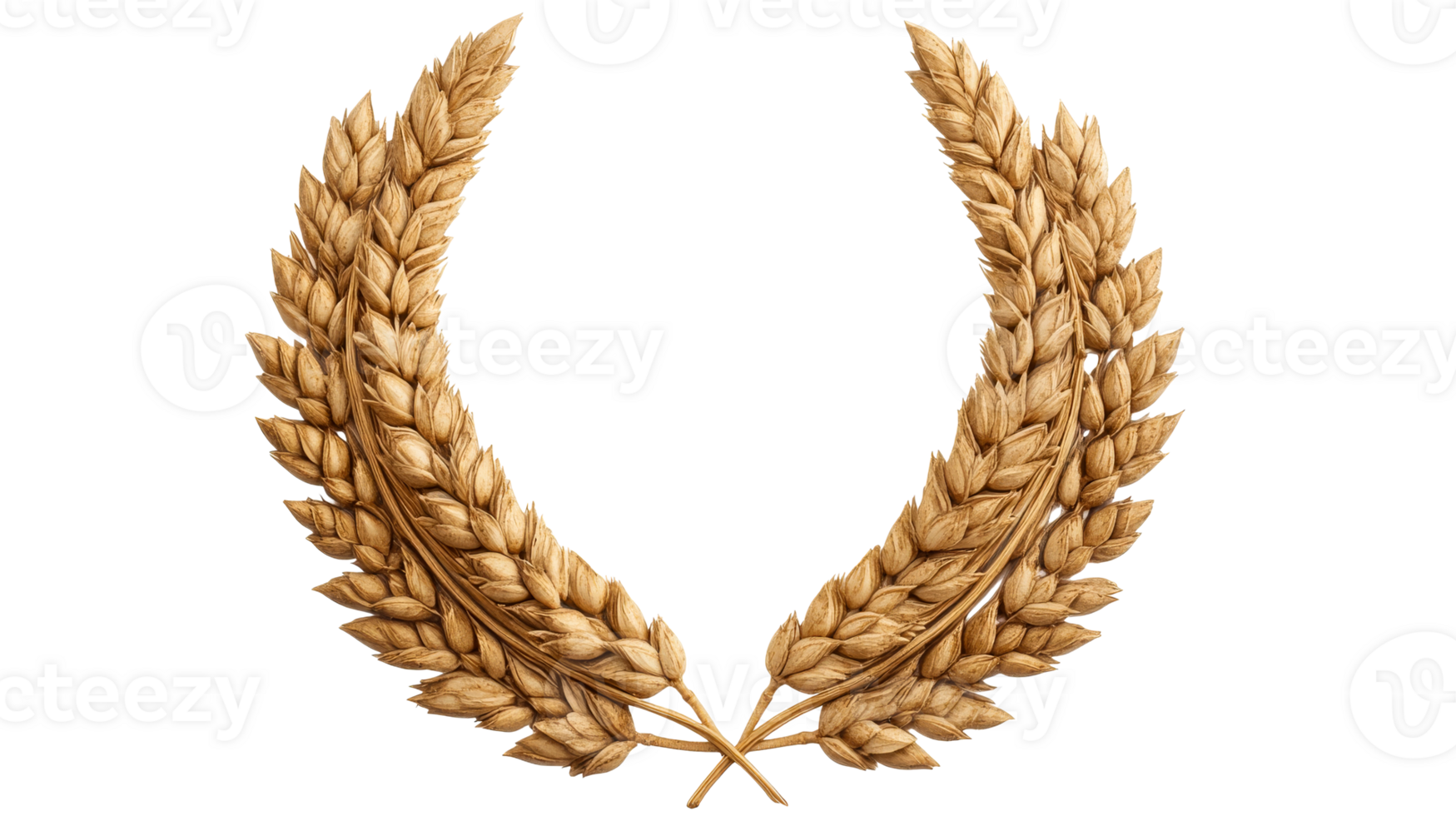 Golden Wheat Wreath Isolated on Black, Cut Out Transparent png