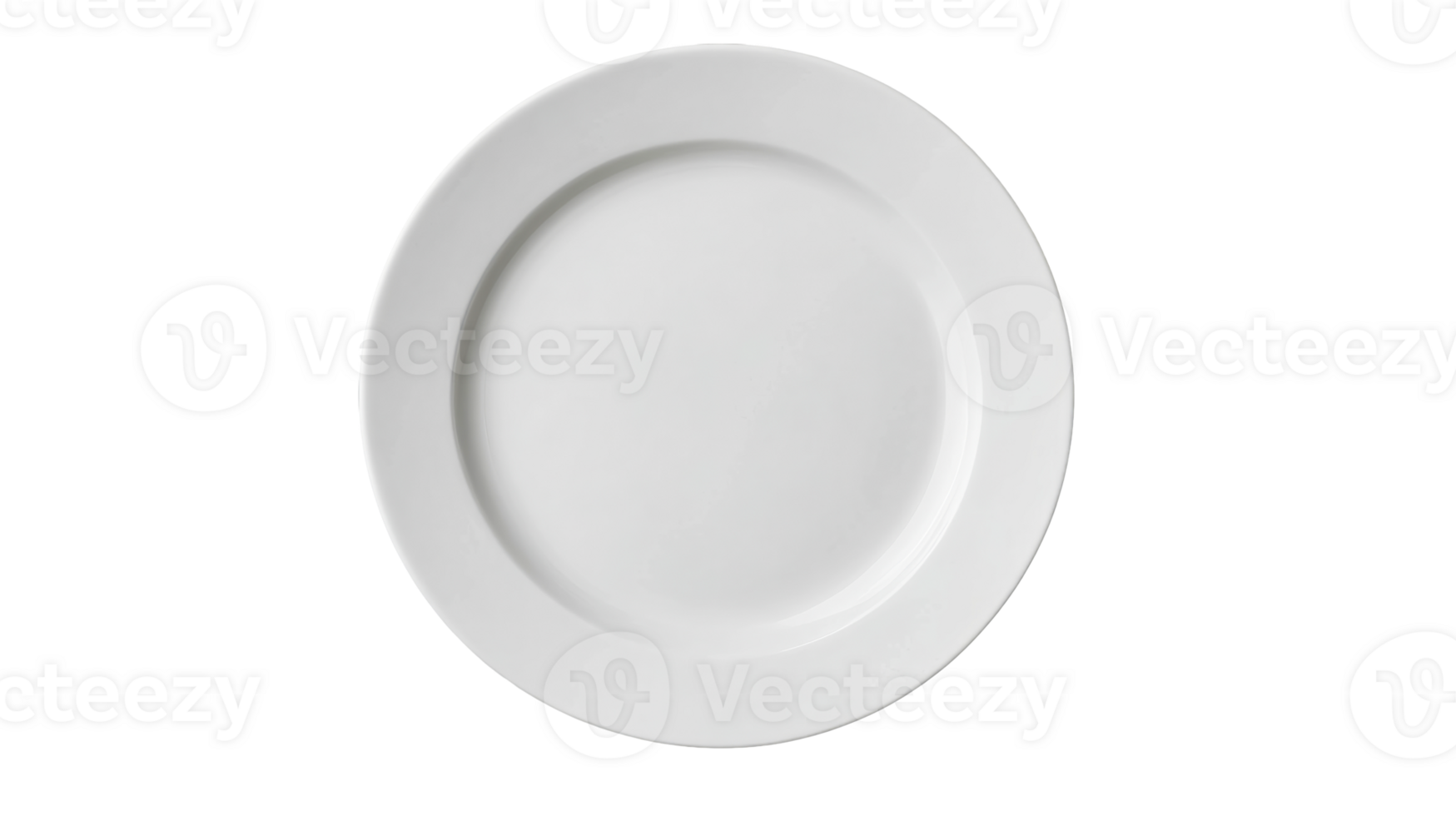 An Elegant White Dinner Plate with Simple Design, cut out transparent png