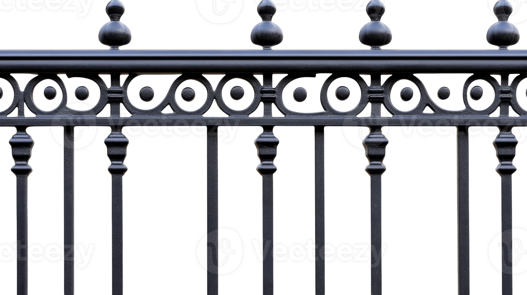 Forged fence element with decorative spheres, cut out transparent png