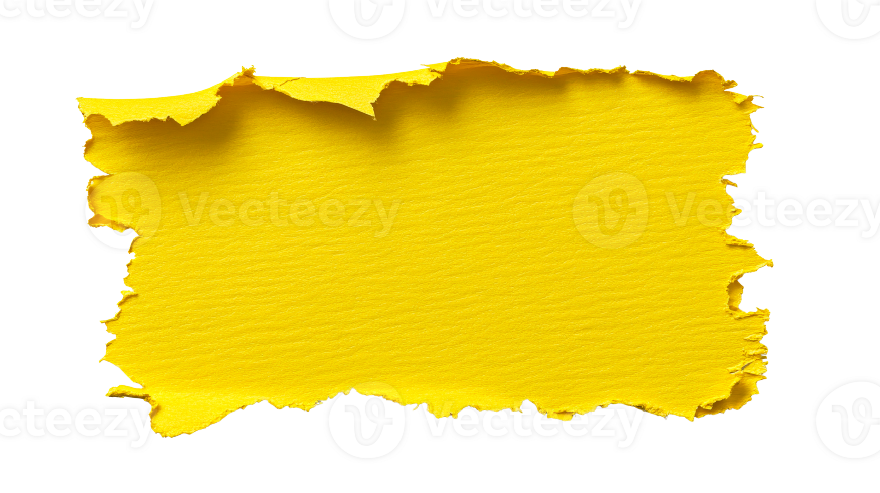 Textured yellow paper fragment, torn edges, vibrant color, isolated , cut out transparent png