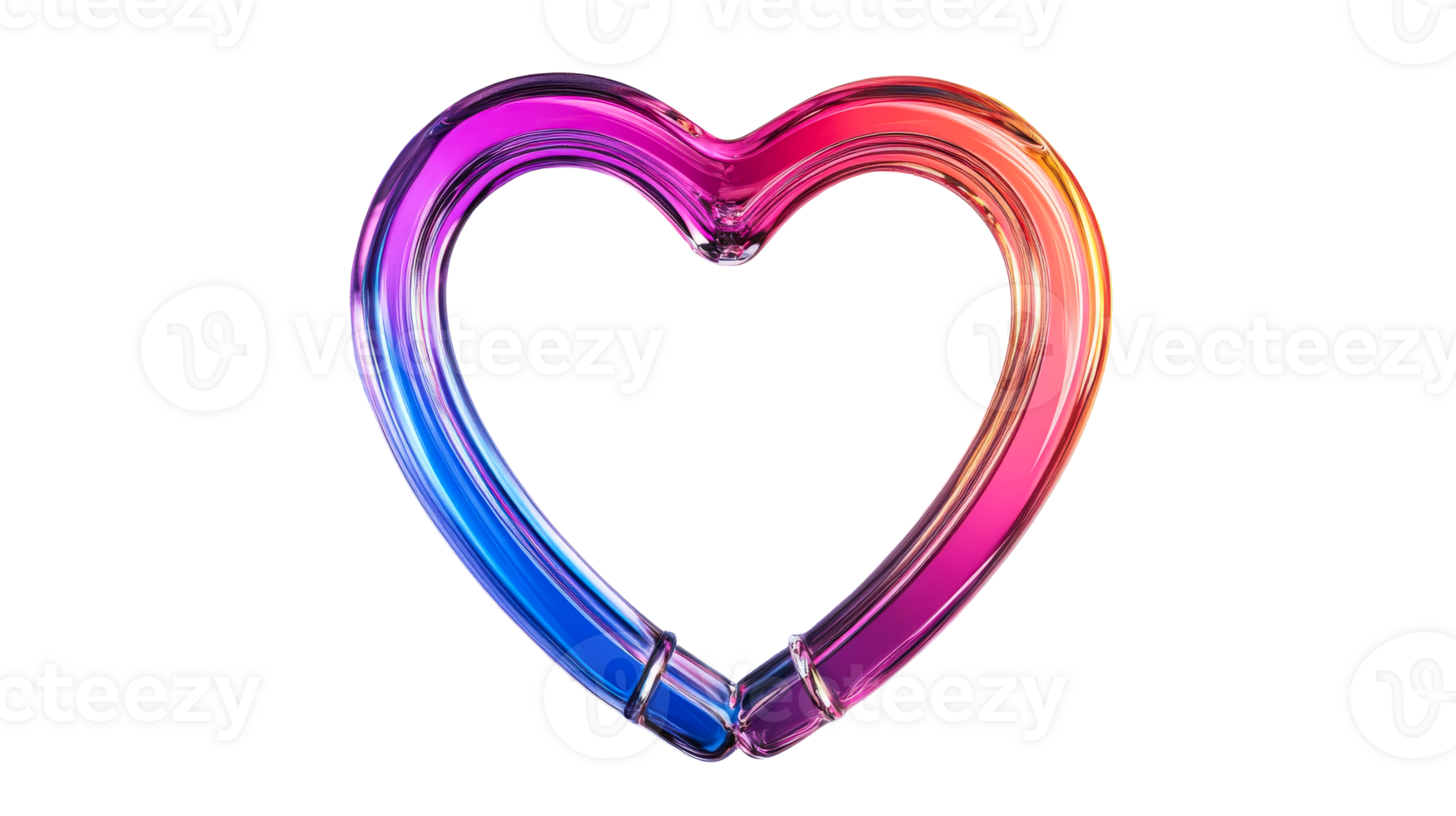 Luminous glass heart, vibrant colors, love symbol, romantic, cut out transparent png