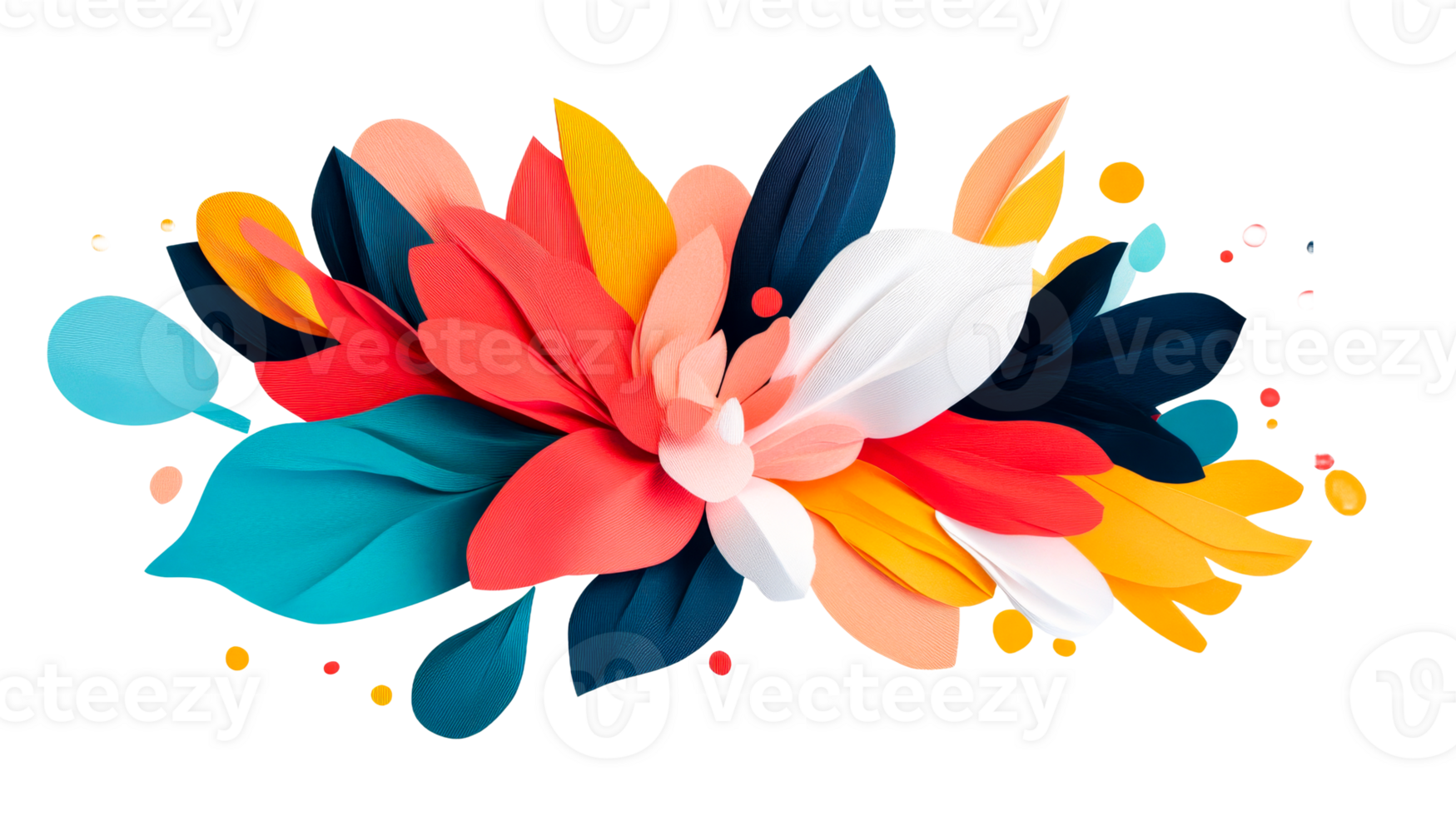 Decorative Paper Flower Arrangement in Vibrant Colors, cut out transparent png