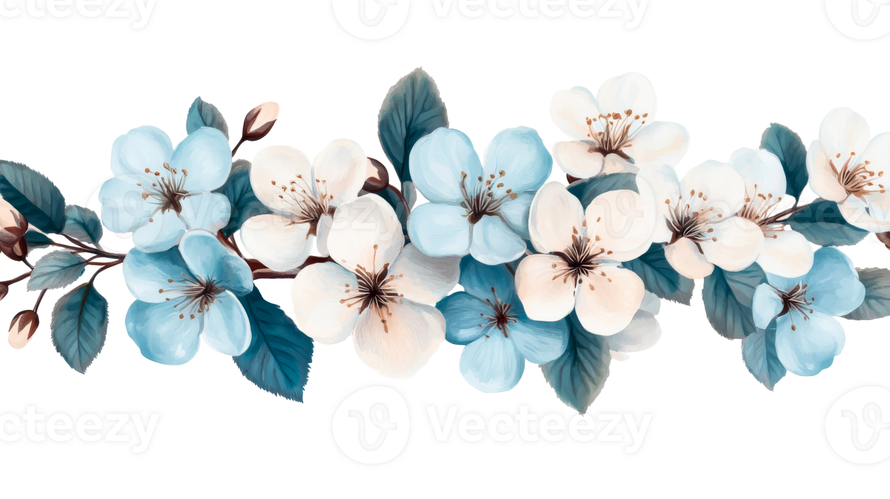 Watercolor Branch with Apple Blossoms, Delicate Floral Arrangement, cut out transparent png