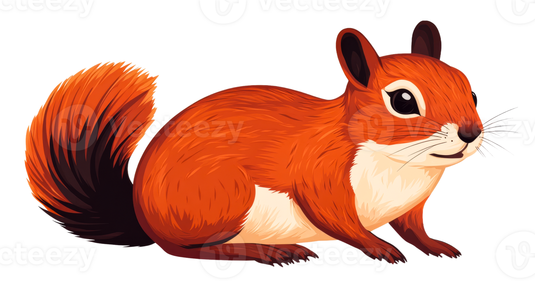 Squirrel with bushy tail, isolated wildlife animal, cut out transparent png