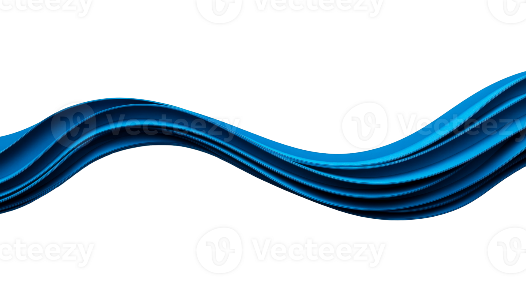 Blue wave abstraction on black background, cut out transparent png