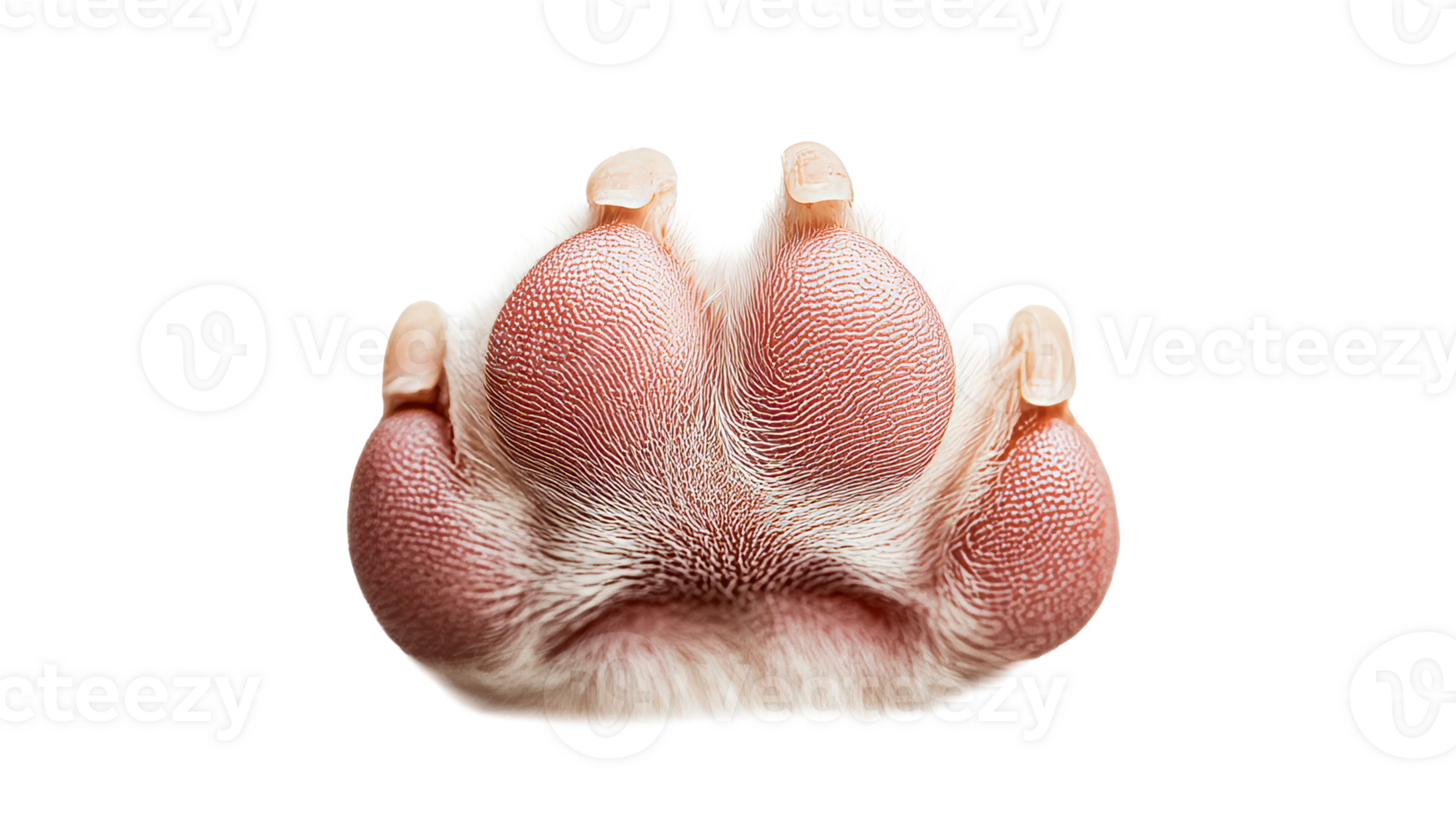 Canine paw pad macro detail close-up, textured animal foot, cut out transparent png