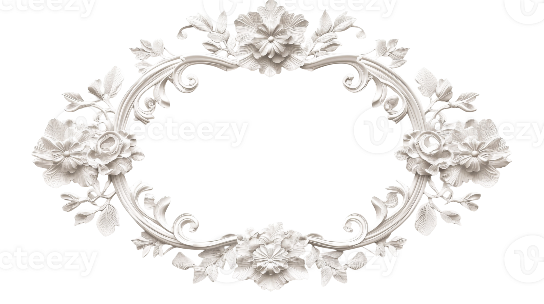 Elegant Oval Frame Ornate Plaster Design, Cut Out Transparent png