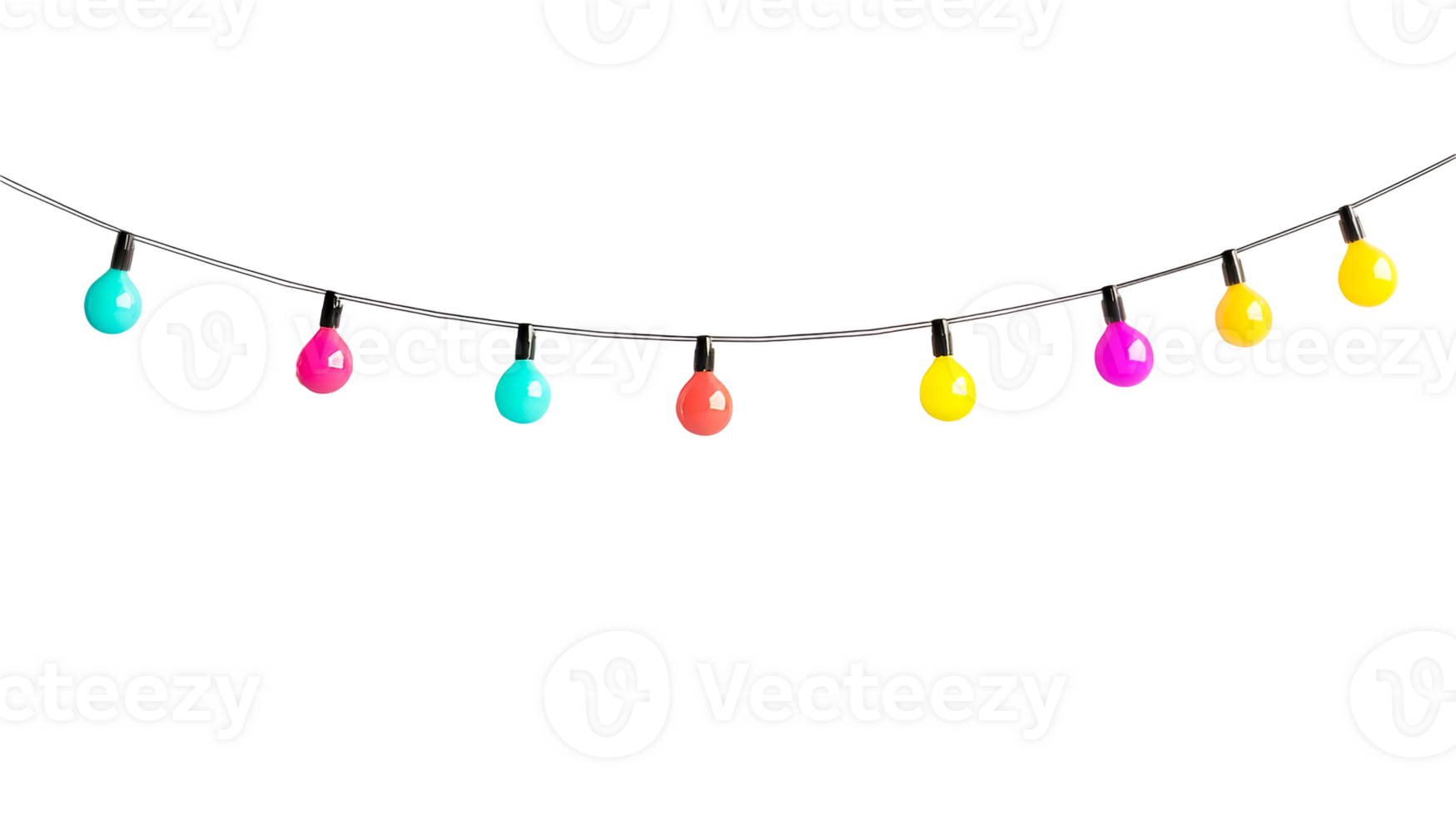 Festive String Lights on Black Background for Celebrations, cut out transparent png