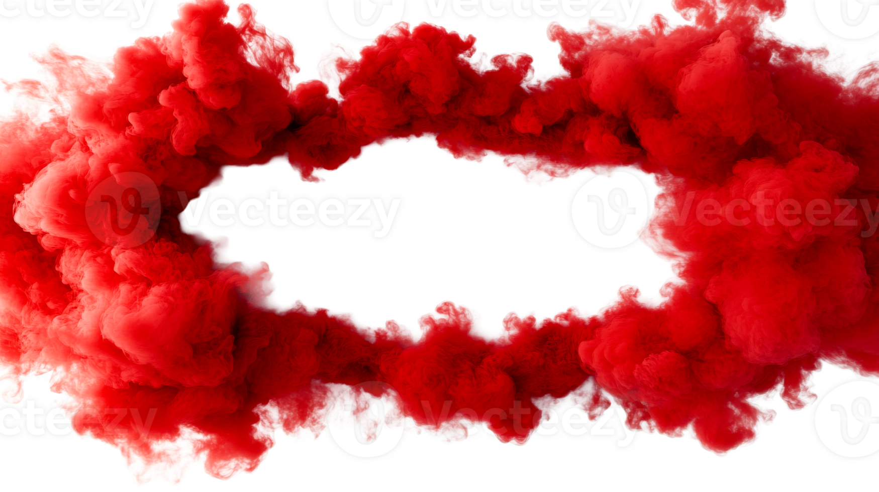 Red cloud ring on black background for graphic design , cut out transparent png
