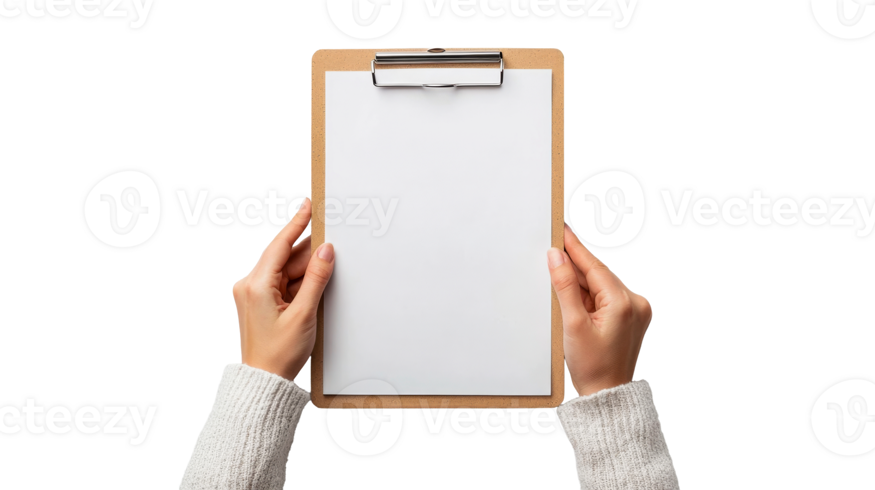 Woman holding clipboard with paper, document or form, cut out transparent png