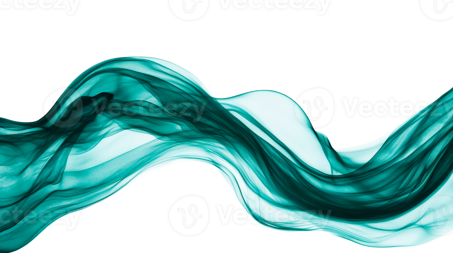 Teal fabric wave, flowing abstract shape, design element, cut out transparent png