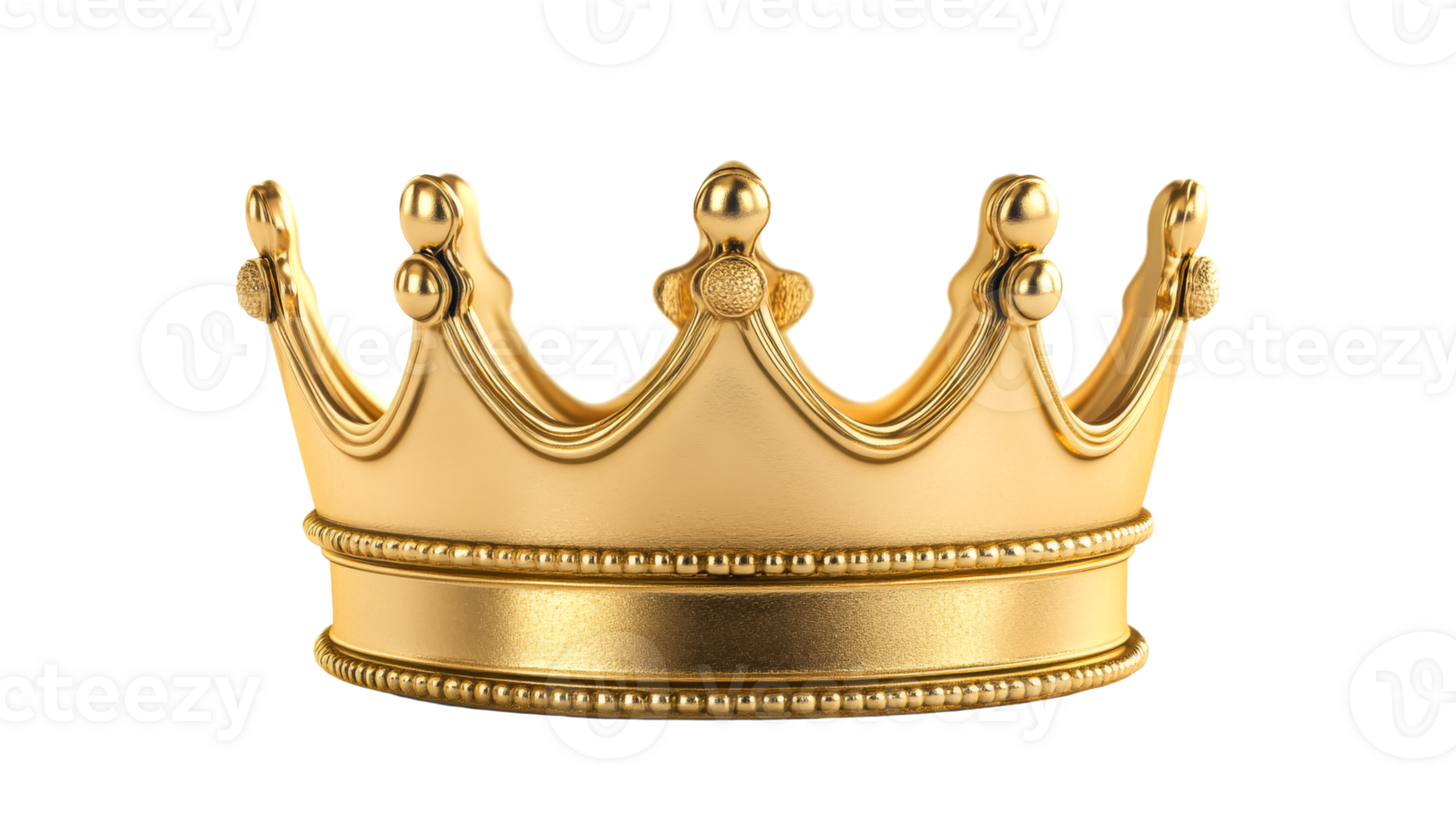 Majestic golden crown with detailed design elements, cut out transparent png