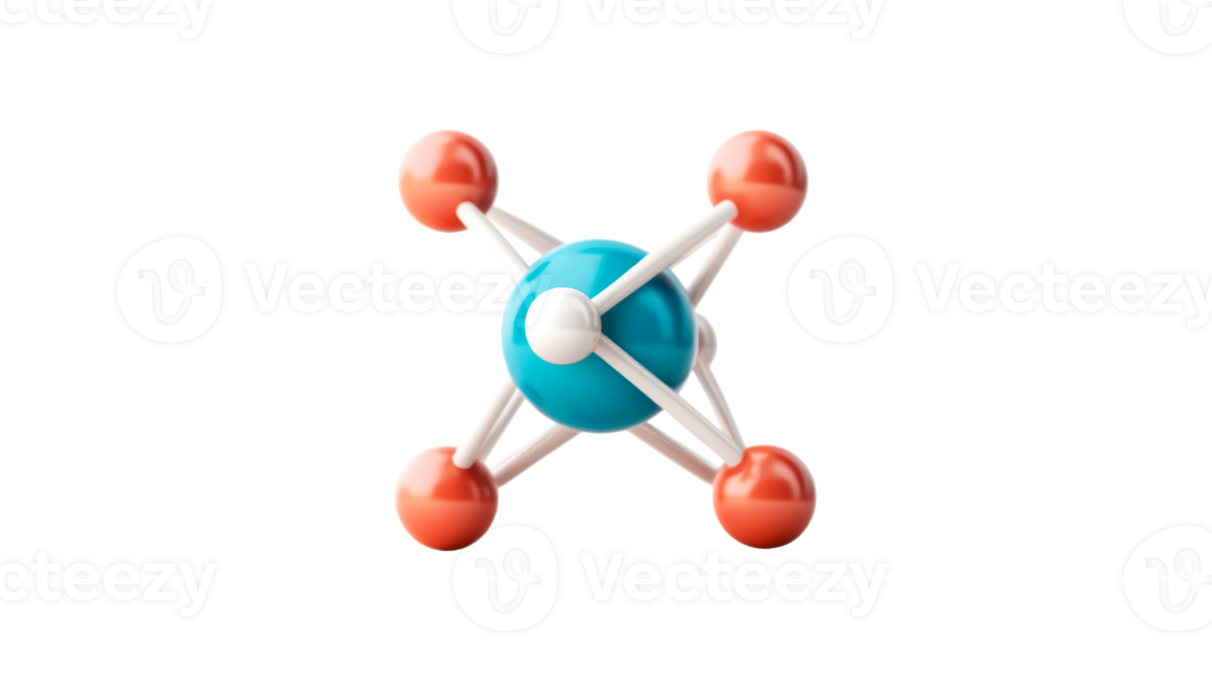 Molecule structure with atom spheres, science illustration, cut out transparent png
