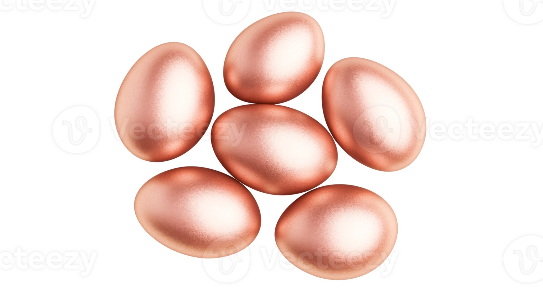 Rose Gold Easter Eggs in a Cluster Formation, cut out transparent png