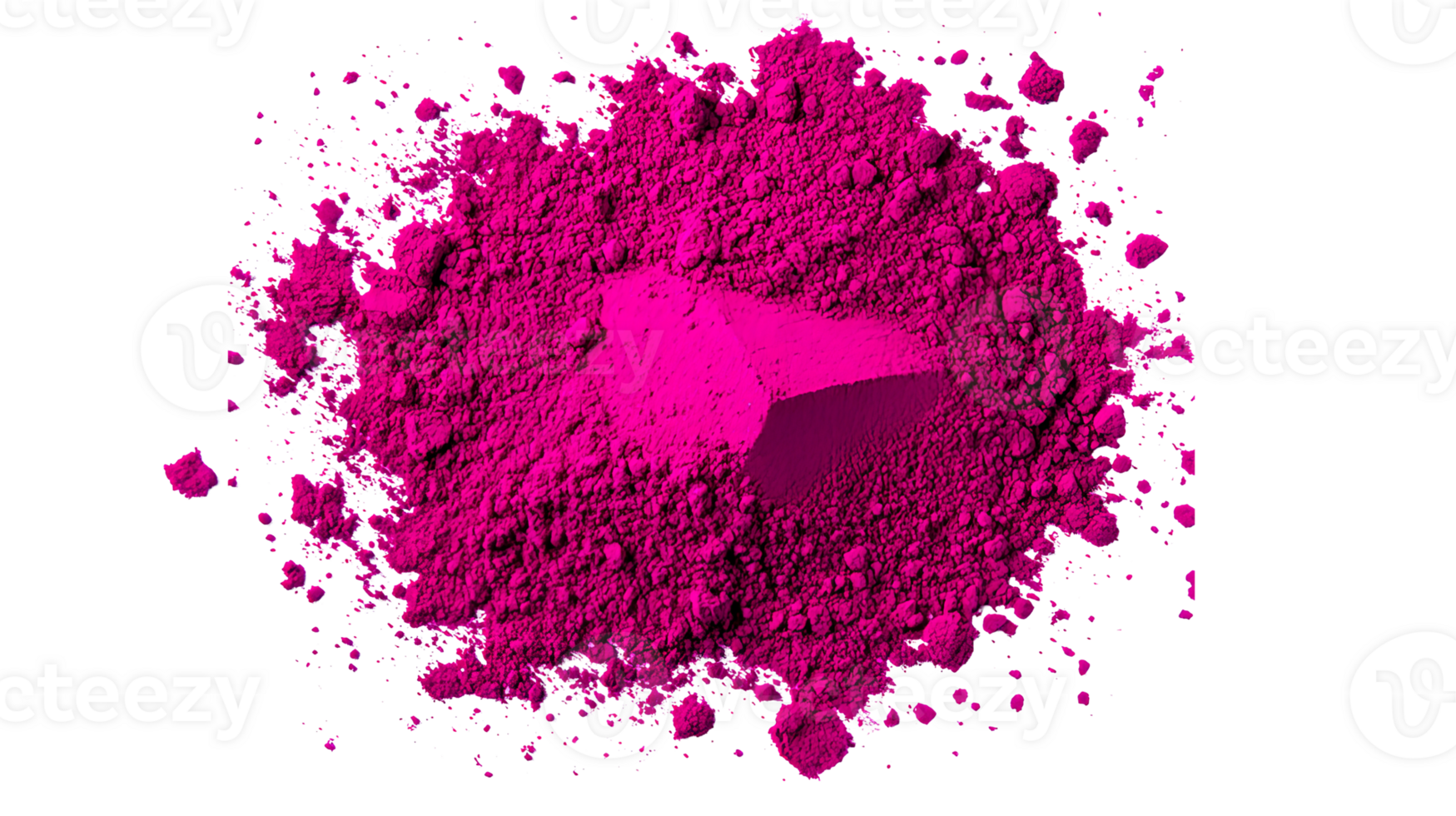 Fuchsia pigment heap isolated on black background, cut out transparent png