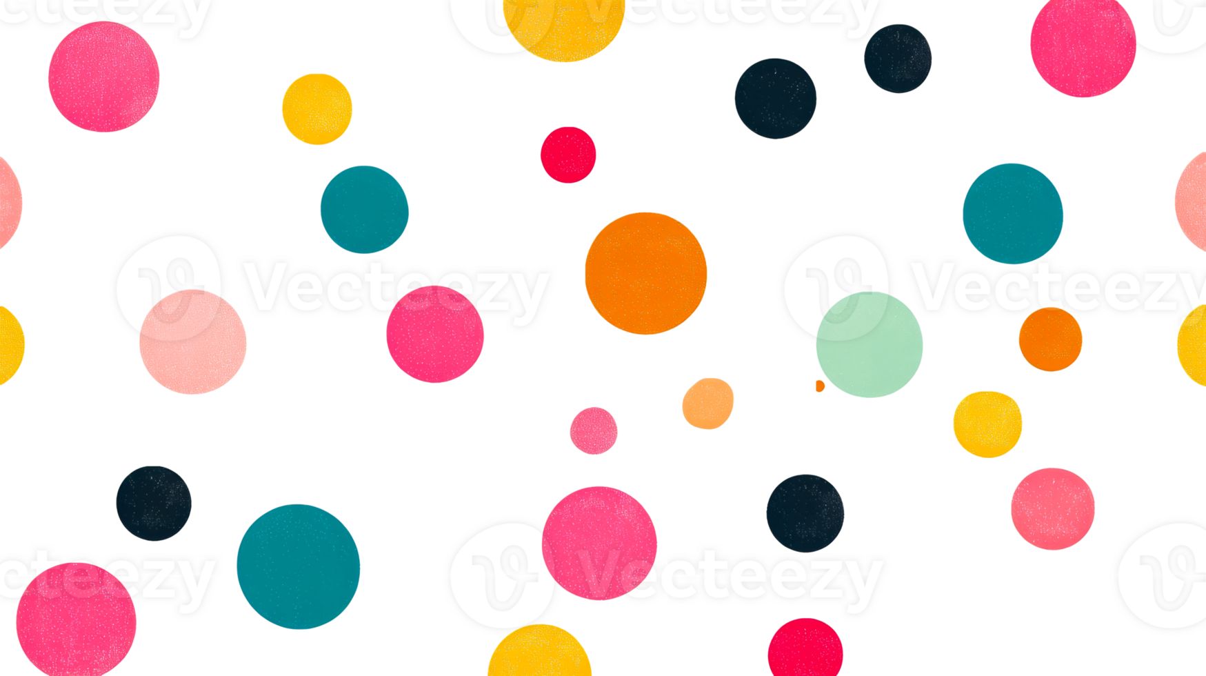 Vivid circles pop art design on black background, cut out transparent png