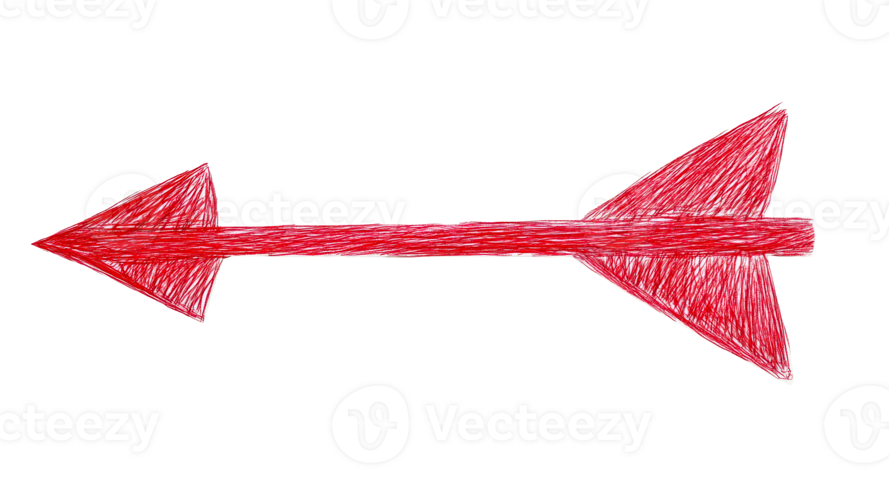 Red arrow points both ways, hand drawn design element, cut out transparent png