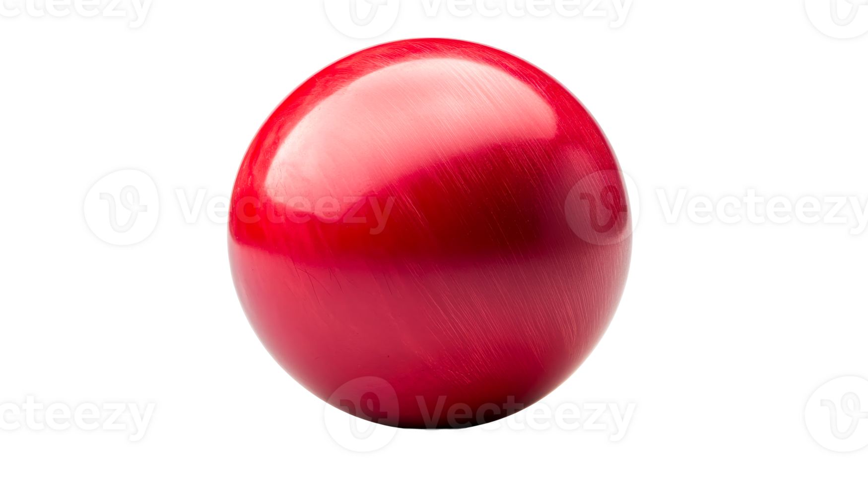Red sphere with glossy smooth surface, cut out transparent png