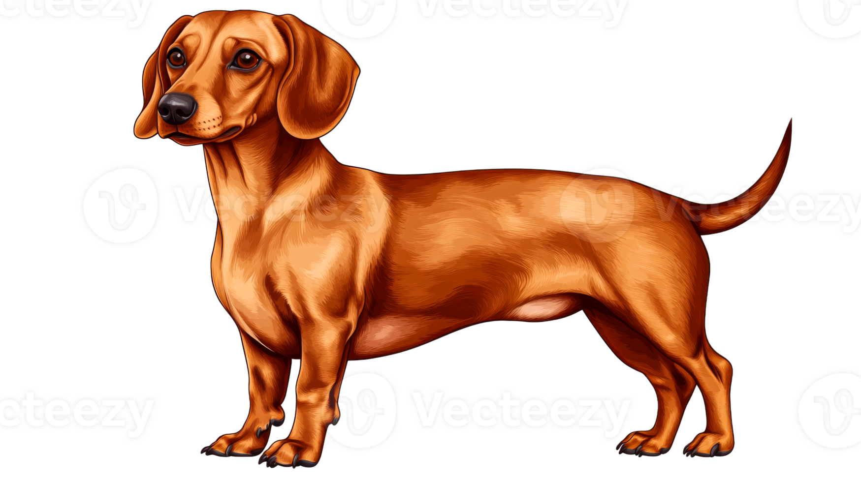 Elegant Dachshund Illustration with Detailed Shading and Form, cut out transparent png