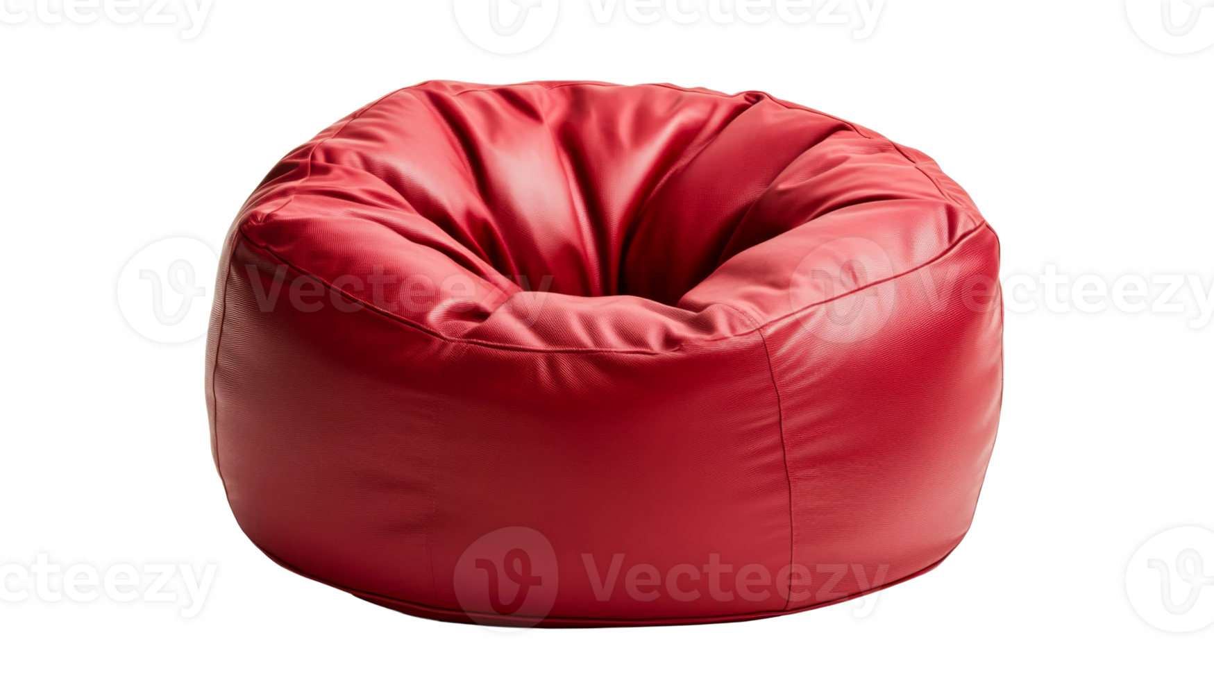 Red beanbag chair isolated against a black background, cut out transparent png