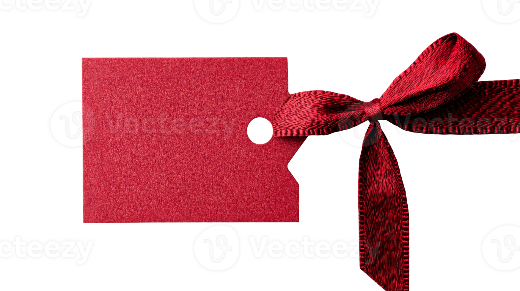 Red gift tag with bow, present decoration, gift, cut out transparent png