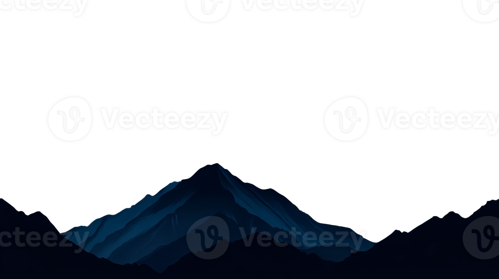 Mountains in deep blue hues at night landscape, cut out transparent png